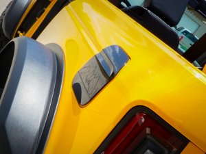 Ford Bronco Fuel Door Cover - Mountain Range Design - Gloss Black Finish